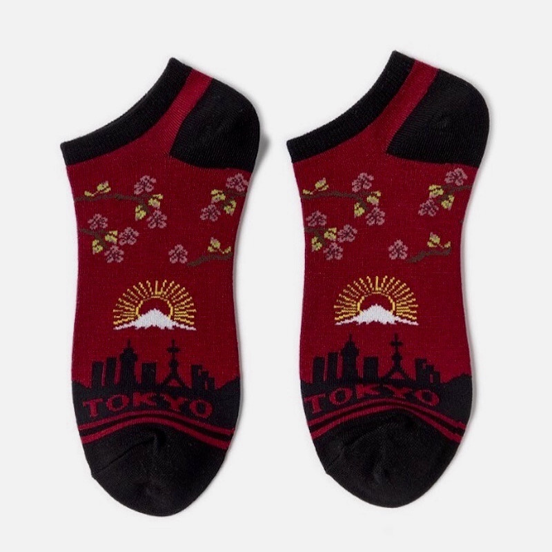 Men’s EU 39 - 43 Anti odor Bamboo Summer Ankle Socks Tokyo design Soft breathable Set of 4 Pairs